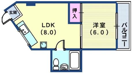 西島ビル(1LDK/3階)の間取り写真