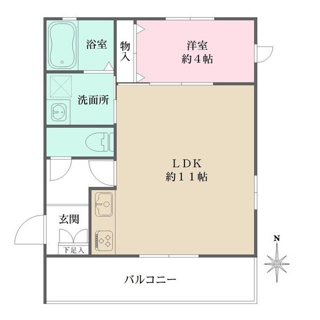 サテライト芦屋船戸町(1LDK/3階)の間取り写真