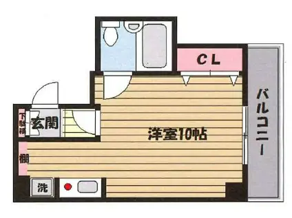 メビウスビル(1K/3階)の間取り写真