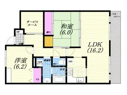 ファミーユ苦楽園(3LDK/2階)の間取り写真