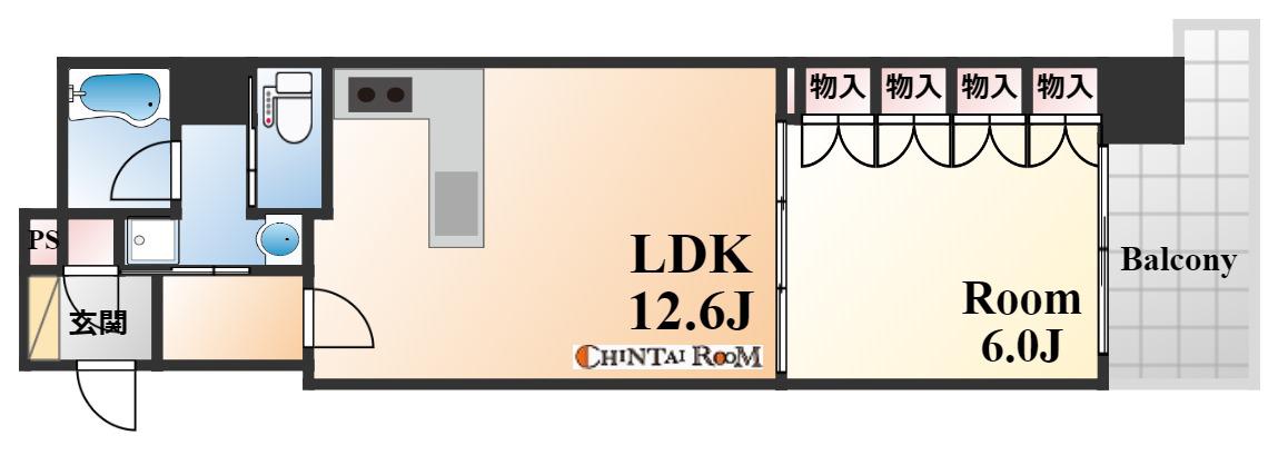 リーガル神戸三宮フラワーロード(1LDK/9階)の間取り写真