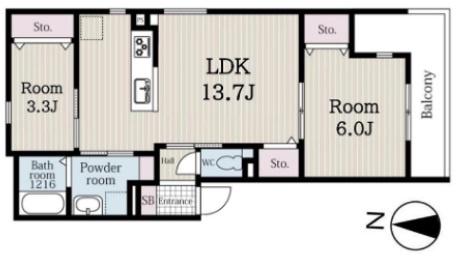 リブレメゾン住吉(2LDK/3階)の間取り写真