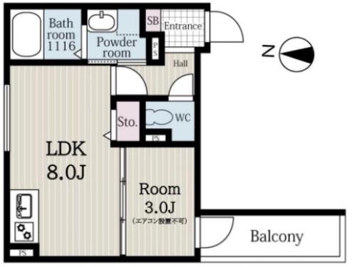 リブレメゾン住吉(1LDK/2階)の間取り写真