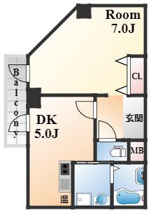 サンビルダープラス磯上ベース(1LDK/4階)の間取り写真