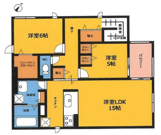 ブルーノ芦屋大桝(2LDK/3階)の間取り写真
