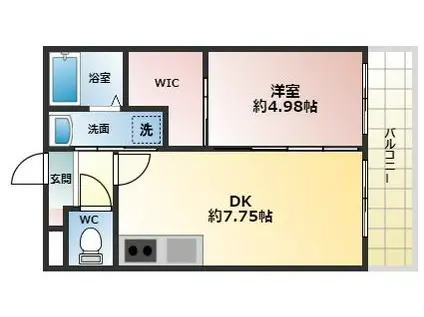 MS COURT 今津山中(1DK/1階)の間取り写真