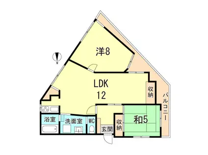 苦楽園タウンハウス(2LDK/2階)の間取り写真