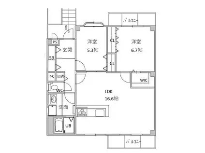 メゾン大原(2LDK/3階)の間取り写真