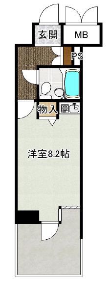 ニューブ神戸(ワンルーム/1階)の間取り写真