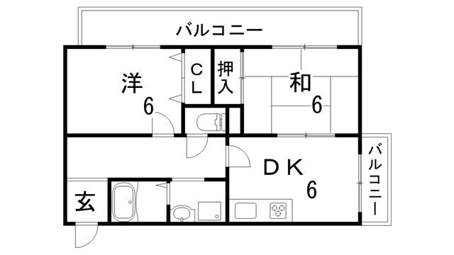 パルコ丸岡(2DK/3階)の間取り写真