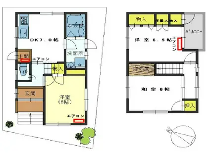 阪急電鉄神戸線 六甲駅 徒歩5分 2階建 築51年(3DK)の間取り写真