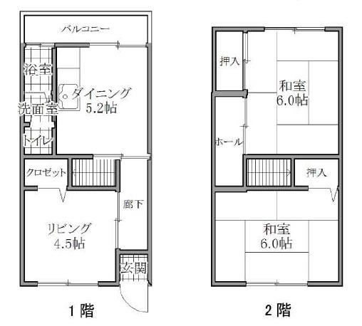 鶴甲コーポ 1号棟 - 34号棟(3DK/1階)の間取り写真