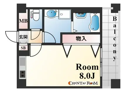 ベルヴィ六甲(ワンルーム/8階)の間取り写真