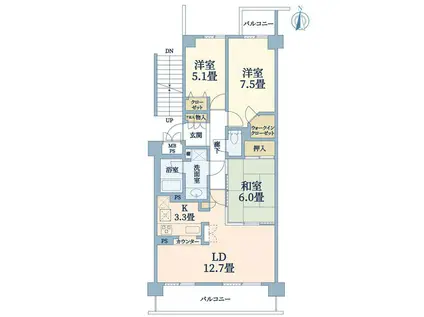ステイツ苦楽園ガーデンヒルズ(3LDK/5階)の間取り写真