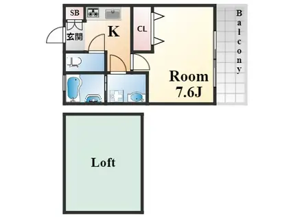 ワコーレヴィアーノ神戸上筒井通(1K/2階)の間取り写真