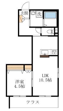 ヘーベルメゾン小松北町(1LDK/1階)の間取り写真