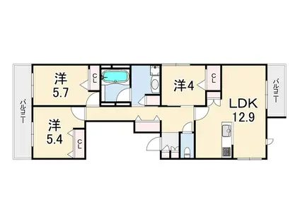 メゾン ボヌール 大原(3LDK/3階)の間取り写真