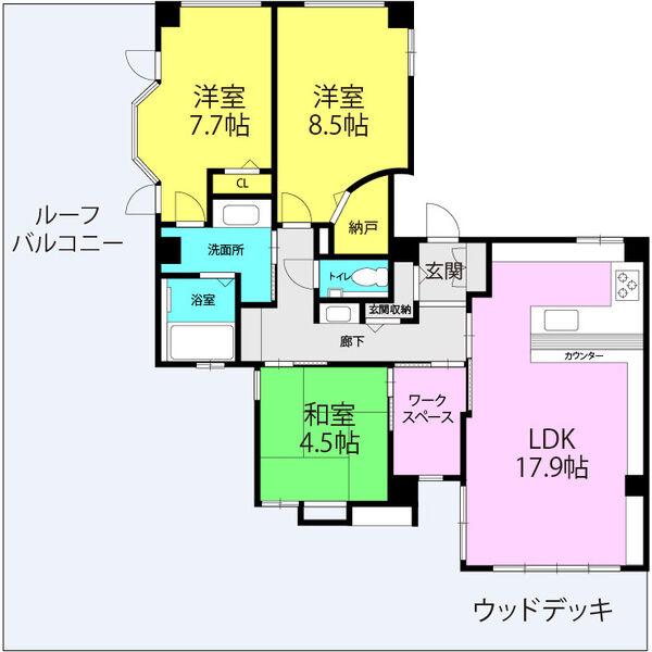 ミルプラトー甲子園(3LDK/4階)の間取り写真