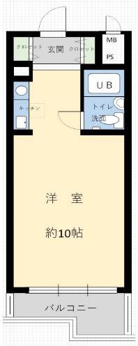 ホーユウコンフォルト芦屋(1K/2階)の間取り写真