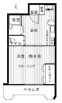 あゆみ六甲ハウス(1DK/3階)の間取り写真