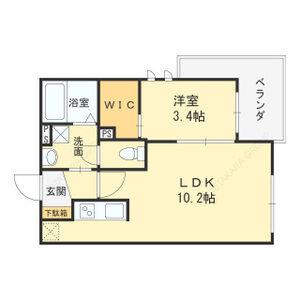 コンフォート白鳩 西宮北口(1LDK/1階)の間取り写真