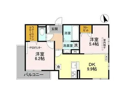 上甲子園廣和レジデンス(2LDK/3階)の間取り写真