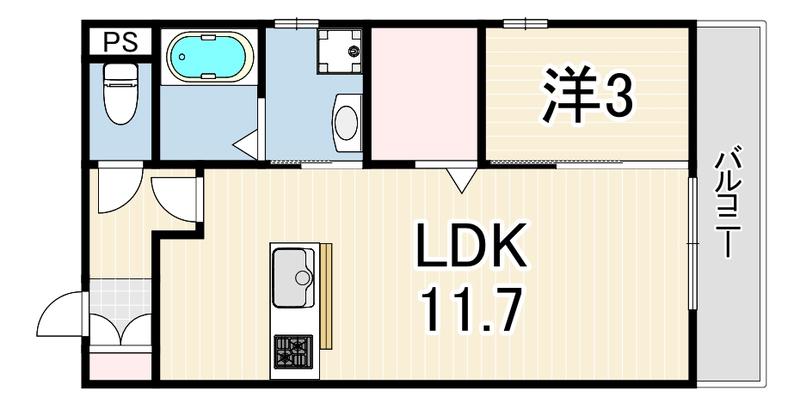 シャルミエール昭和町(1LDK/2階)の間取り写真