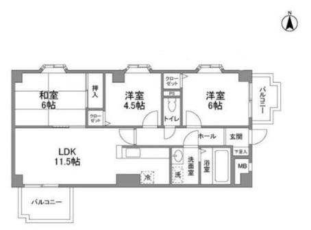 ゼフィール芦屋(3LDK/3階)の間取り写真