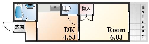 イナホハイツ(1DK/2階)の間取り写真