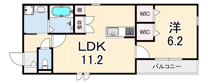 カサキーナ(1LDK/3階)の間取り写真