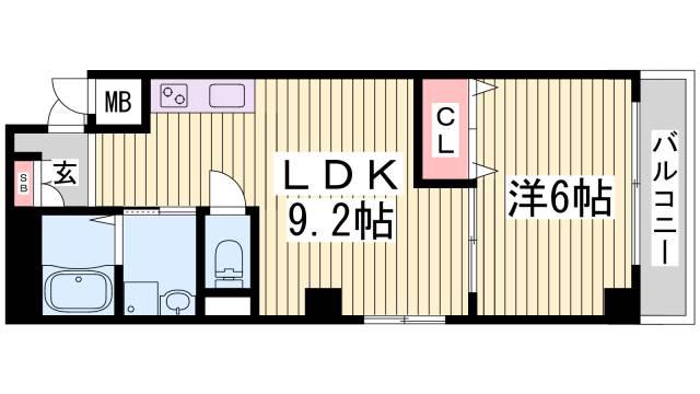 リーフビル(1LDK/3階)の間取り写真