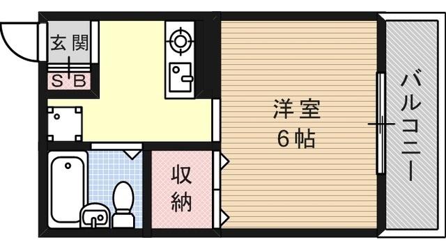 クレール六甲(1K/2階)の間取り写真