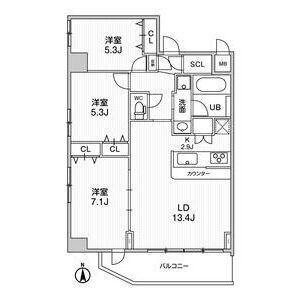 LADOUCEUR西宮(3LDK/6階)の間取り写真