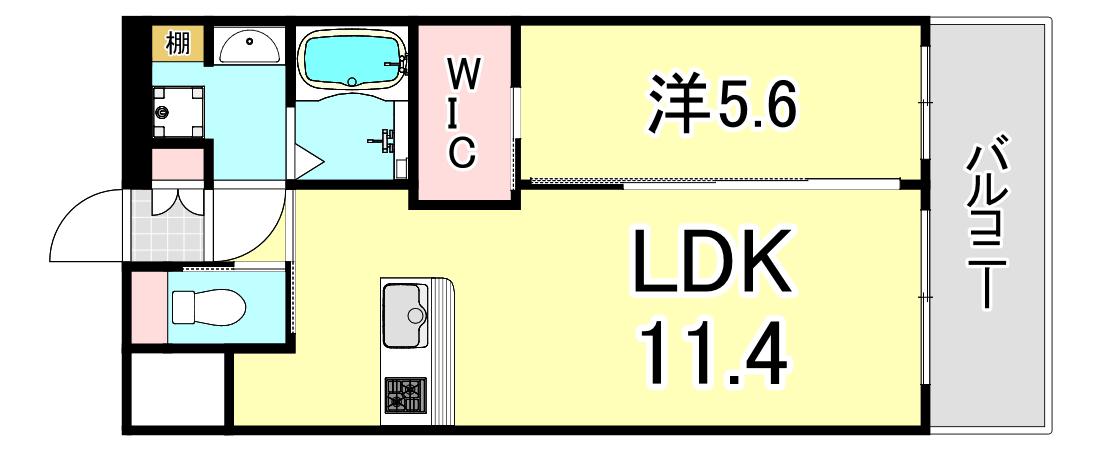 プレジオさくら夙川(1LDK/4階)の間取り写真