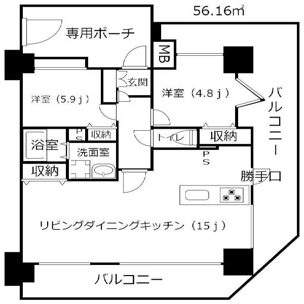 プレステージ山手県庁前(1LDK/11階)の間取り写真