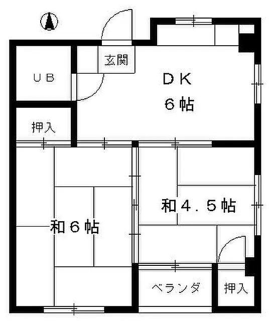 ネオライフウエスト(2DK/3階)の間取り写真