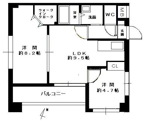 コウベアーバン3(2LDK/3階)の間取り写真