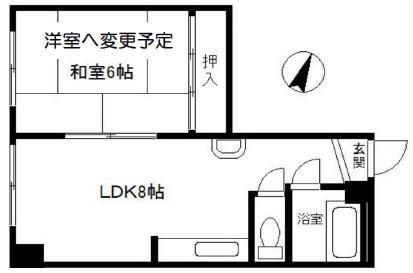 佳三マンション(1LDK/2階)の間取り写真