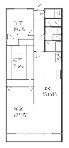 芦屋松浜ハイツ(3LDK/2階)の間取り写真