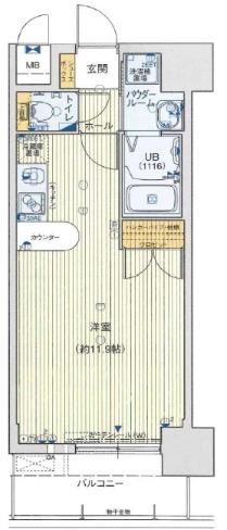 エスライズ新神戸(1K/7階)の間取り写真