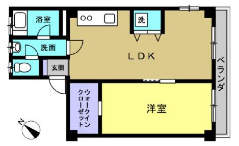 六甲グロリアハイツ(1LDK/4階)の間取り写真