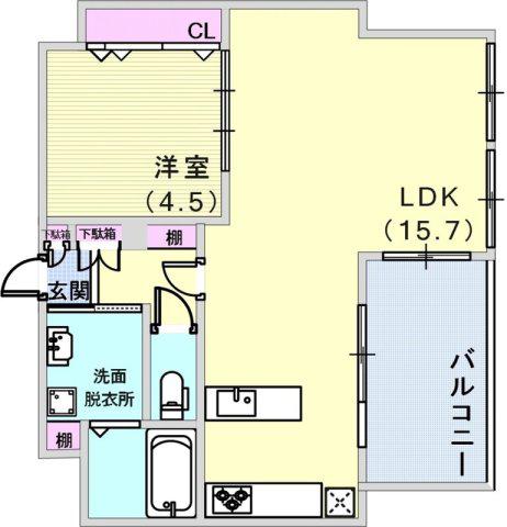 HMレジデンス(1LDK/8階)の間取り写真
