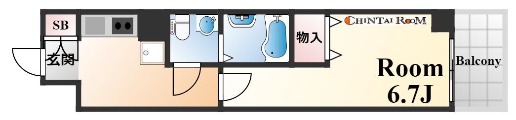 メゾン三宮若菜通マンション(1K/5階)の間取り写真