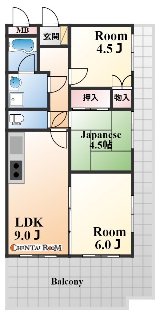 コスモ甲南町パートⅡ(3LDK/1階)の間取り写真