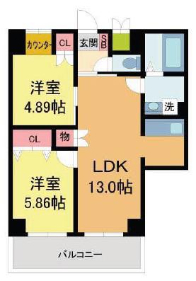 サニーコート芦屋(2LDK/2階)の間取り写真
