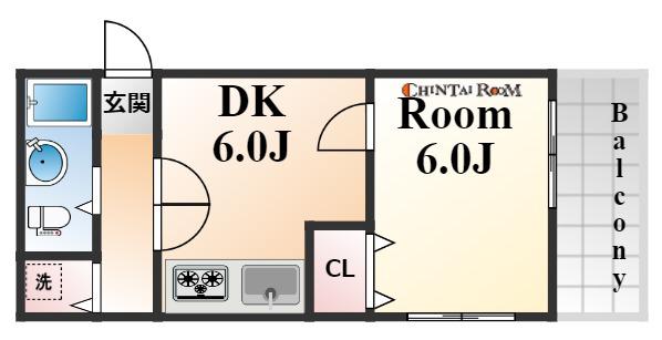 ルミエールⅡ(1DK/4階)の間取り写真