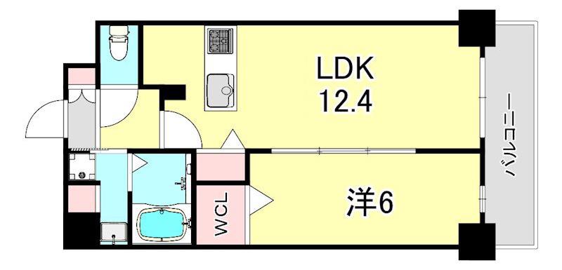 ORIENTAL FLATS KOBE(1LDK/2階)の間取り写真