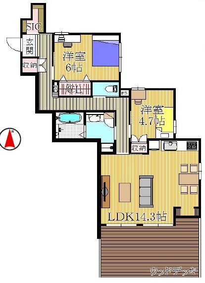 LALABREZZA芦屋翠ヶ丘(2LDK/1階)の間取り写真