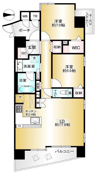 レジュール・ザ・元町駅前(2LDK/8階)の間取り写真