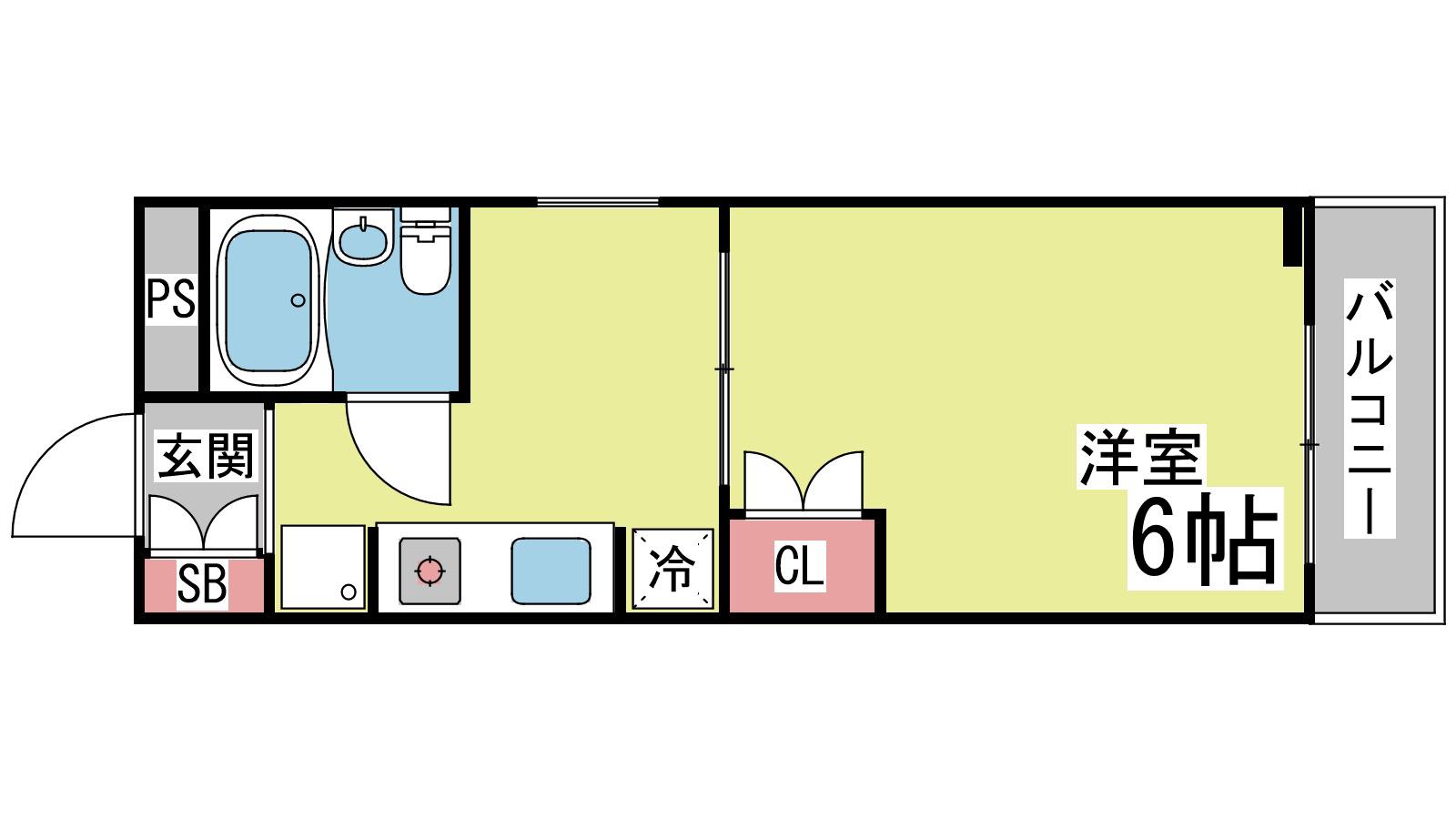 レジデンス六甲(1K/2階)の間取り写真